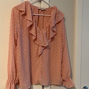 LOFT Peach Ruffle Blouse
